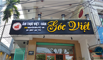 Bảng hiệu alu chữ mica nổi nhà hàng góc việt